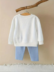 Conjunto 2 Peças Bebê Menina Blusa Manga Longa com Laços Calça Canelada