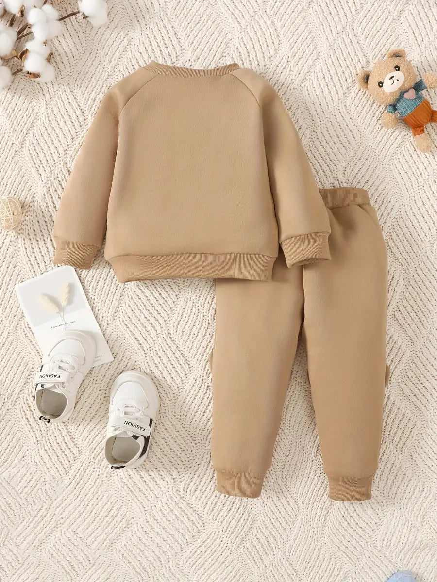 Conjunto Infantil Masculino Moletom Estampa Urso e Calça Jogger Manga Longa Gola Redonda