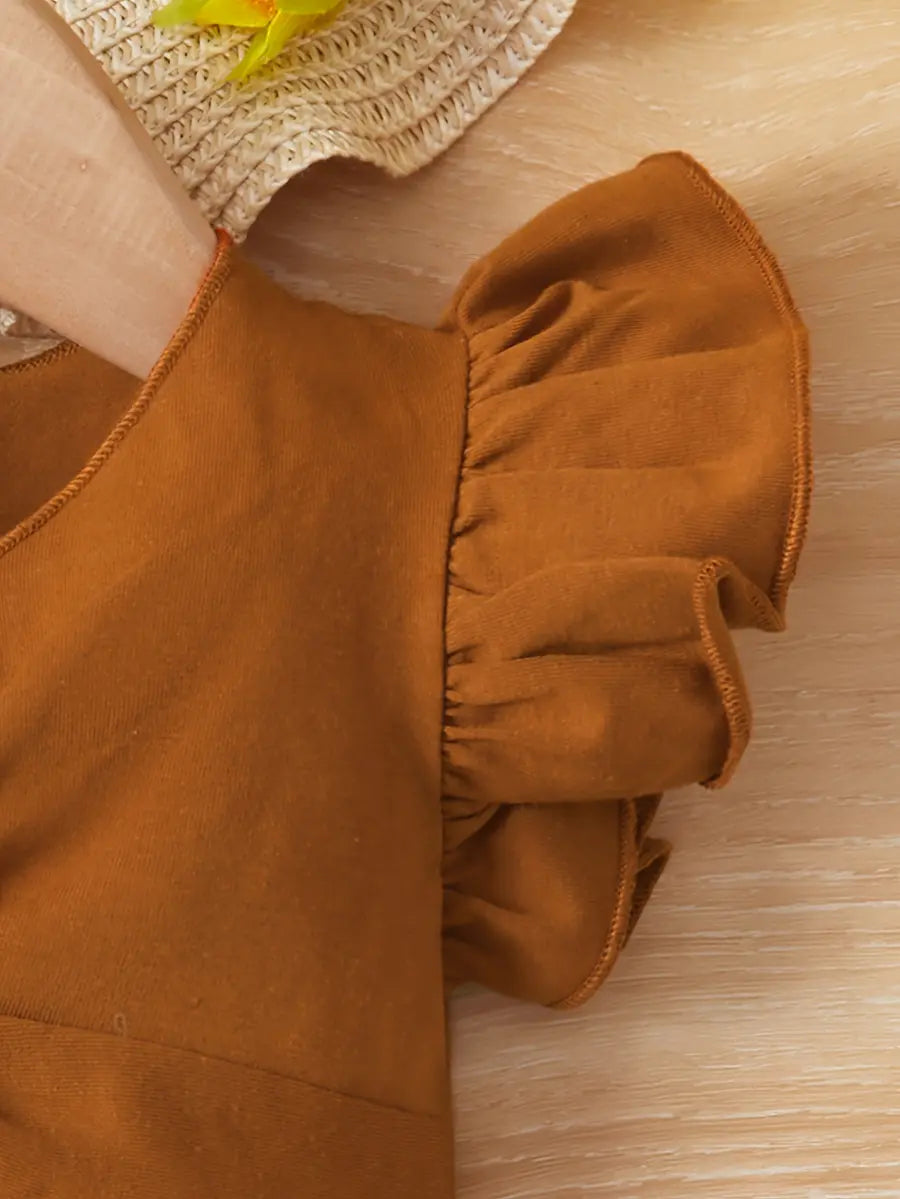 Conjunto 2 Peças Bebê Menina Blusa Franzida Manga Curta e Short Listrado
