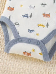 Conjunto Bebê Menino 4 Peças Body Estampa Carrinhos Casaco Calça Touca Plush