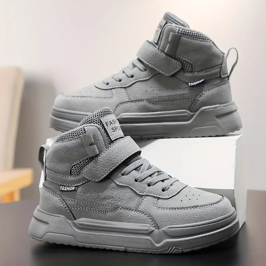 Tênis Cano Alto Infantil Casual Velcro e Cadarço Cabedal Sintético