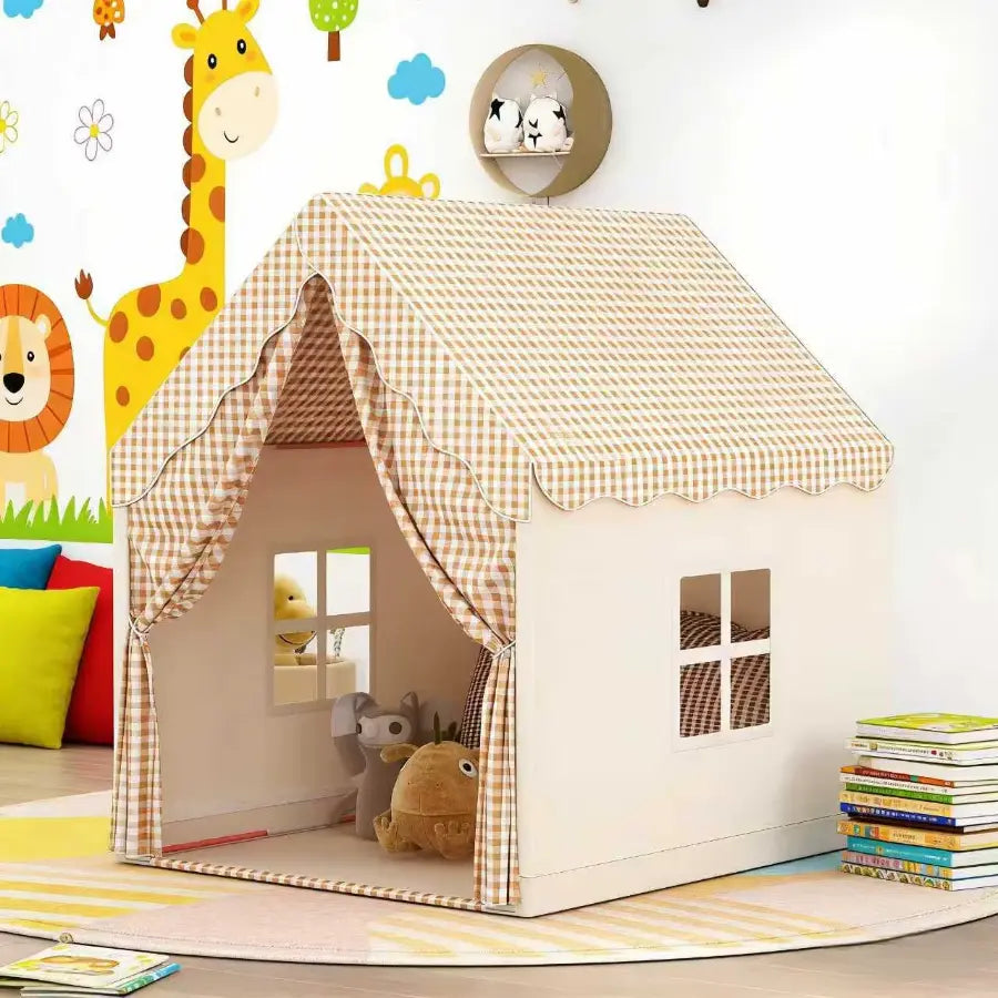 Casinha de Brincar Infantil com Janelas e Cortinas