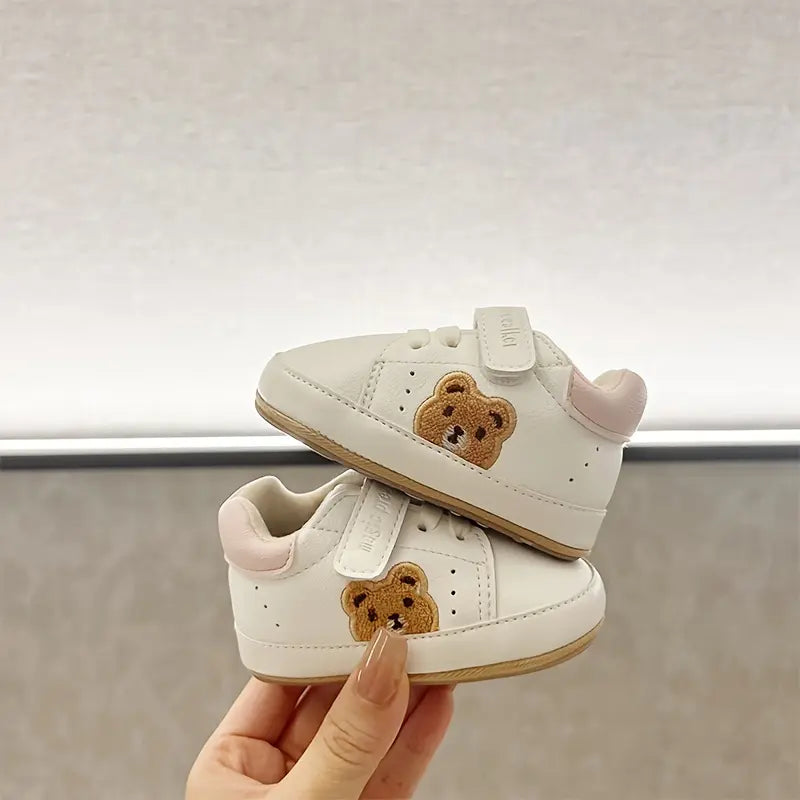 Tênis Bebê Primeiro Passo Menino Menina Estampa Urso Velcro Antiderrapante