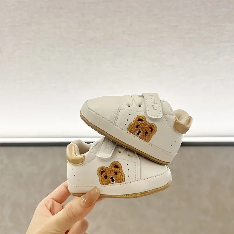 Tênis Bebê Primeiro Passo Menino Menina Estampa Urso Velcro Antiderrapante