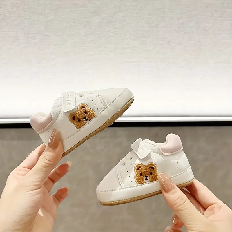 Tênis Bebê Primeiro Passo Menino Menina Estampa Urso Velcro Antiderrapante