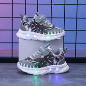 Tênis Infantil Masculino com Luz LED Estampa Dinossauro Velcro