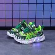 Tênis Infantil Masculino com Luz LED Estampa Dinossauro Velcro
