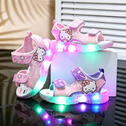 Sandália Infantil LED Hello Kitty Velcro Meninas