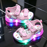 Sandália Infantil LED Hello Kitty Velcro Meninas