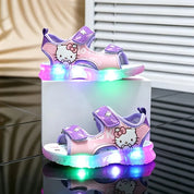 Sandália Infantil LED Hello Kitty Velcro Meninas