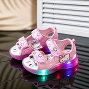 Sandália Infantil LED Hello Kitty Velcro Meninas