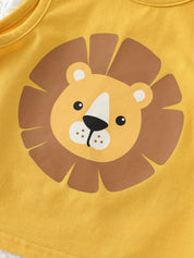 Kit 3 Conjuntos Bebê Menino Regata e Shorts Leão e Urso