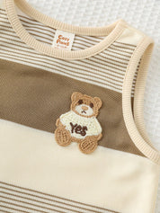 Kit 3 Conjuntos Bebê Menino Regata e Shorts Leão e Urso