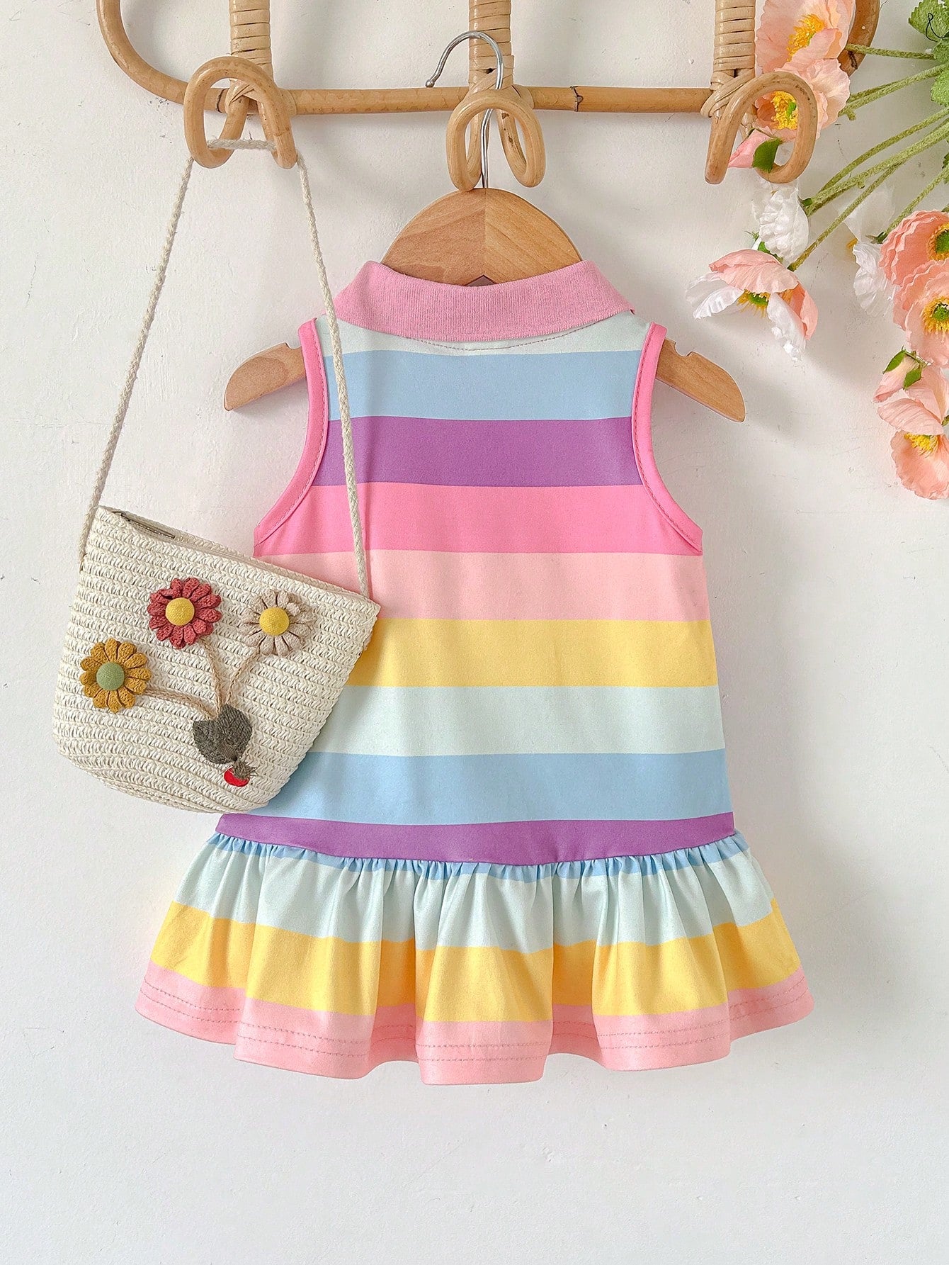 Vestido Bebê Menina Polo Listrado Arco-Íris