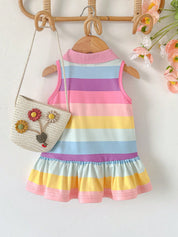 Vestido Bebê Menina Polo Listrado Arco-Íris