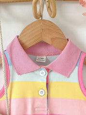 Vestido Bebê Menina Polo Listrado Arco-Íris