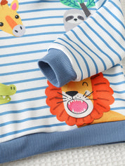 Conjunto Infantil Menino Moletom com Capuz e Estampa de Animais