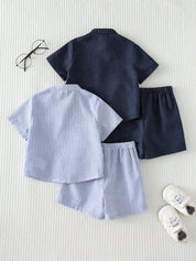 Kit 2 Conjuntos Bebê Menino Camisa Gola Padre e Shorts Elástico