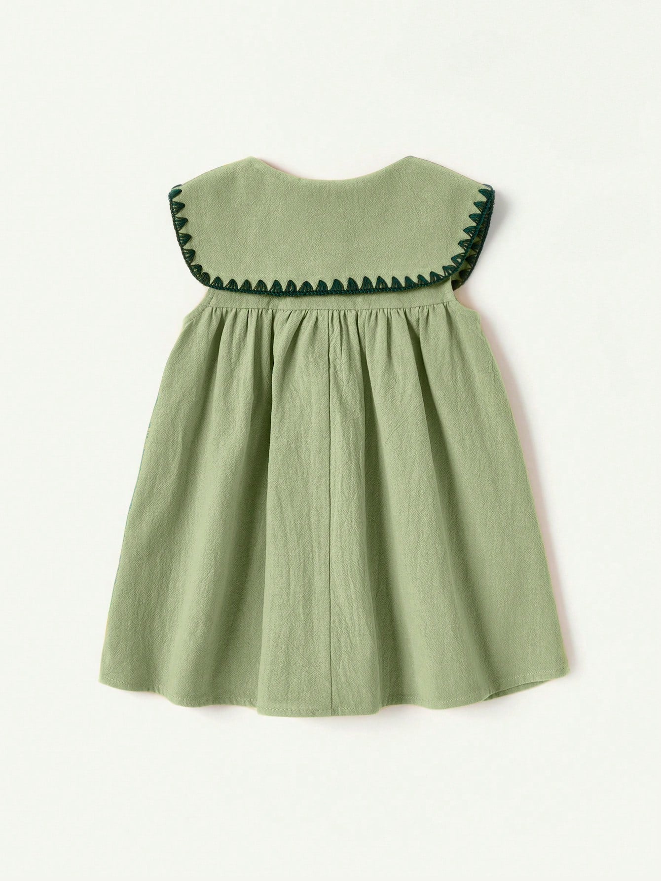 Vestido Bebê Menina em Algodão Gola Bordada Floral com Botões