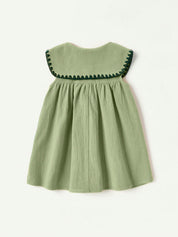 Vestido Bebê Menina em Algodão Gola Bordada Floral com Botões