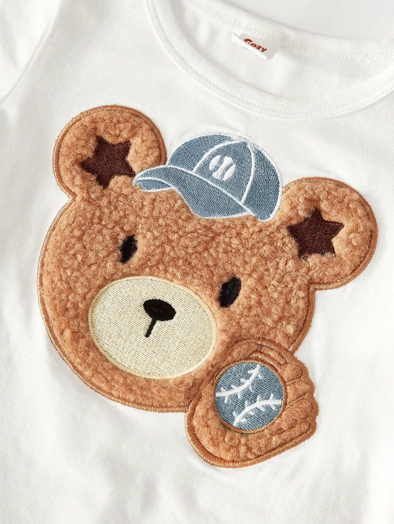 Conjunto Bebê Menino Baseball com Urso Bordado e Shorts Listrado