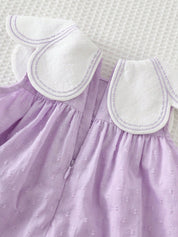 Vestido Bebê Menina Linha A Gola Bordada Floral sem Mangas