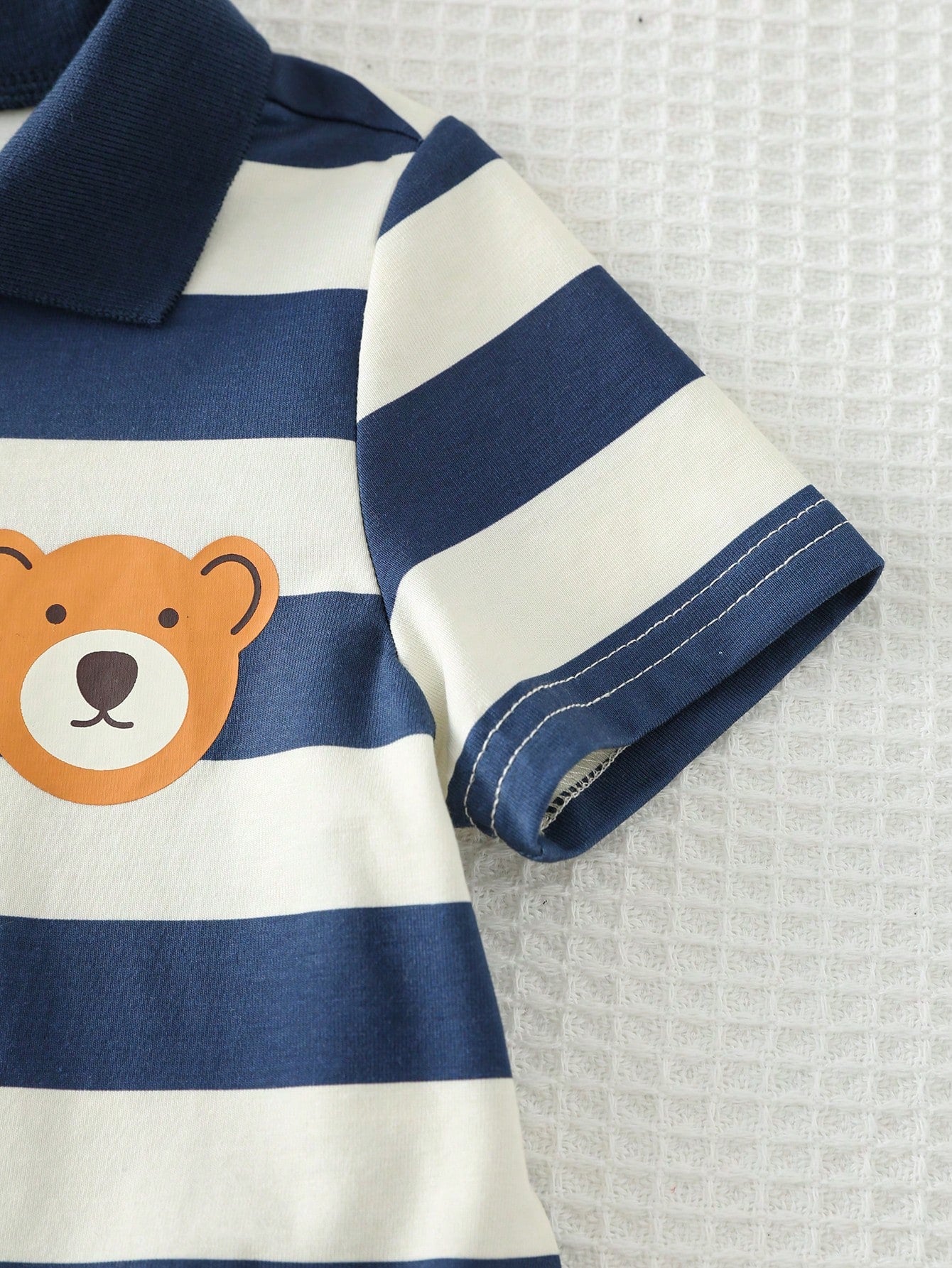 Macacão Body Bebê Menino Polo Listrado Estampa Urso
