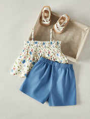 Conjunto Bebê Menina Floral com Ursinhos Laços e Shorts