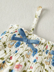 Conjunto Bebê Menina Floral com Ursinhos Laços e Shorts