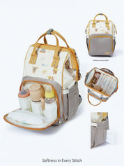 Mochila Maternidade para Fraldas Grande Capacidade com Estampa de Urso