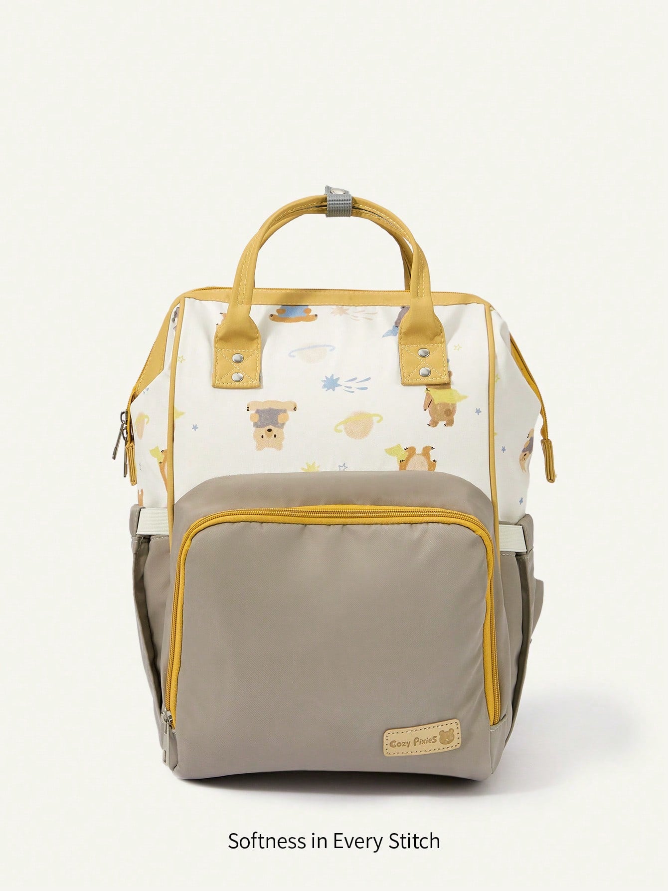 Mochila Maternidade para Fraldas Grande Capacidade com Estampa de Urso