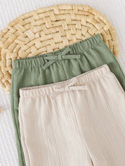 Kit 2 Calças Bebê Menino Perna Larga Texturizada