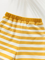 Conjunto Infantil Menino Camiseta Leão 3D e Shorts Listrado