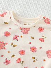 Conjunto Bebê Menina Camiseta Floral e Shorts Ciclismo