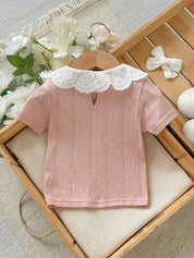 Blusa Bebê Menina Gola Peter Pan Bordada