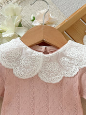 Blusa Bebê Menina Gola Peter Pan Bordada
