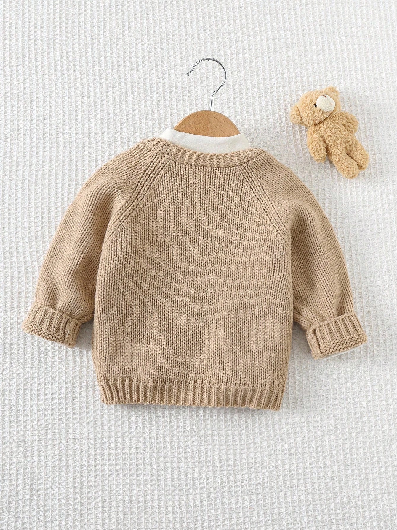 Cardigan Bebê Tricô Unissex Aplique de Urso