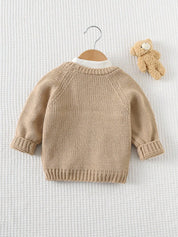 Cardigan Bebê Tricô Unissex Aplique de Urso