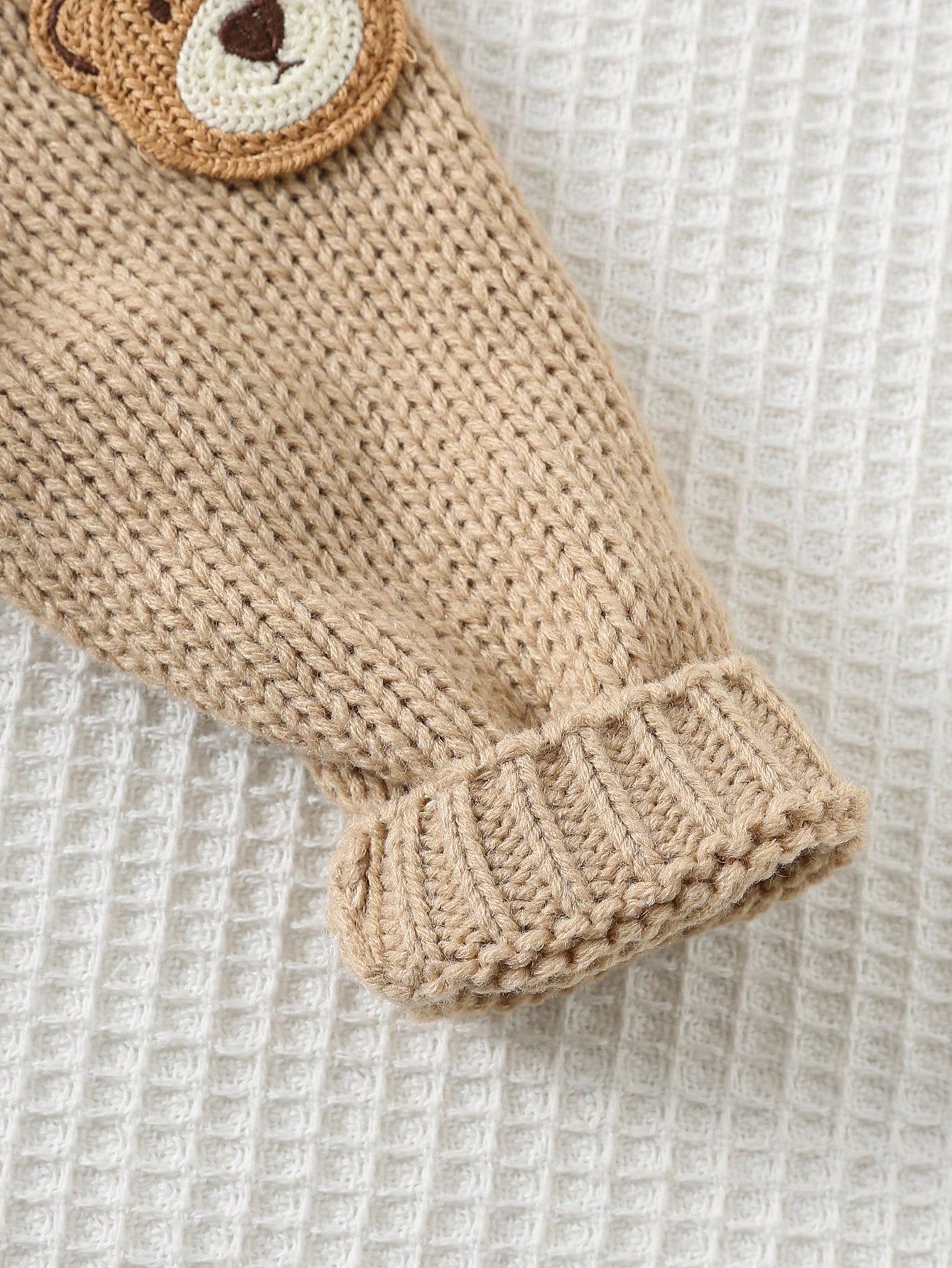 Cardigan Bebê Tricô Unissex Aplique de Urso