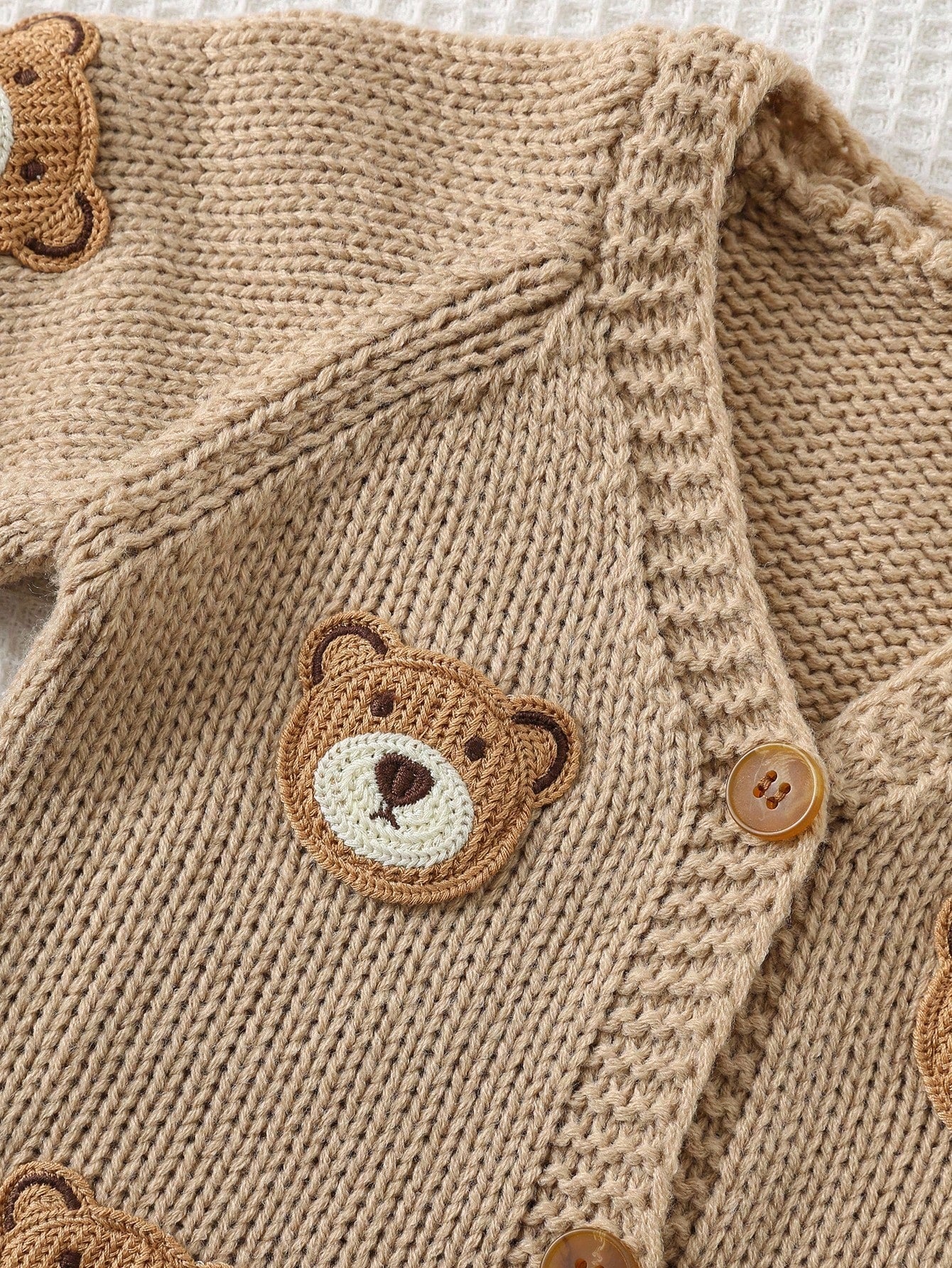 Cardigan Bebê Tricô Unissex Aplique de Urso