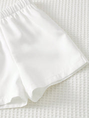 Conjunto Bebê Menino Camisa Listrada Gola Xale e Shorts