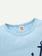 Conjunto Bebê Menino Camiseta e Shorts Estampa Âncora