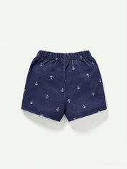 Conjunto Bebê Menino Camiseta e Shorts Estampa Âncora