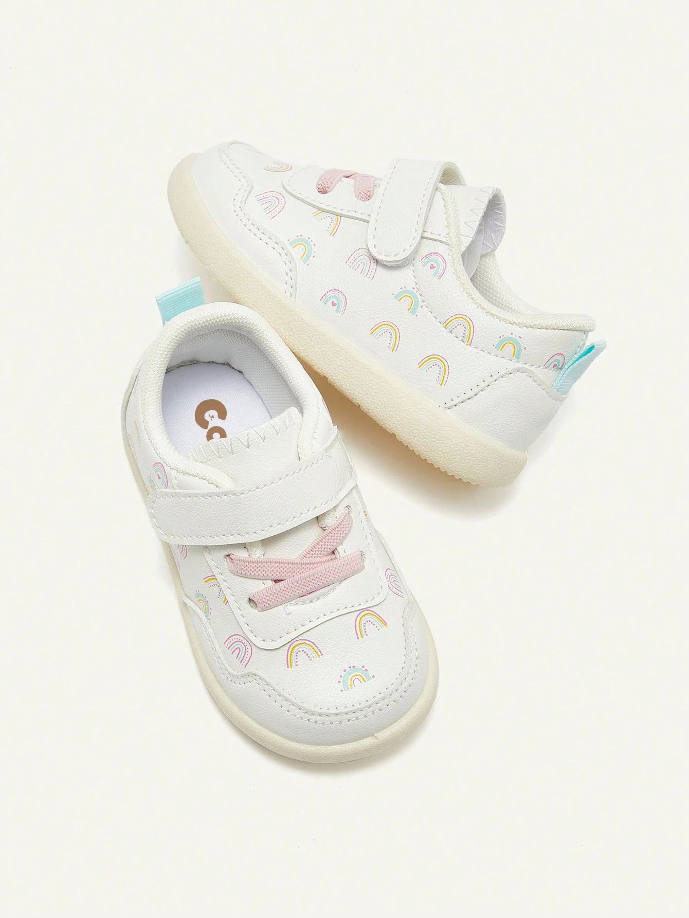 Tênis Infantil Menina Arco-Íris Velcro Branco