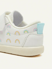 Tênis Infantil Menina Arco-Íris Velcro Branco