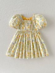 Vestido Bebê Menina Manga Bufante Floral e Coelho