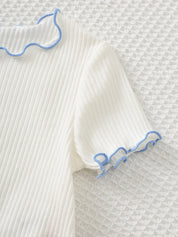 Conjunto Bebê Menina Blusa Cereja e Shorts Saia Xadrez