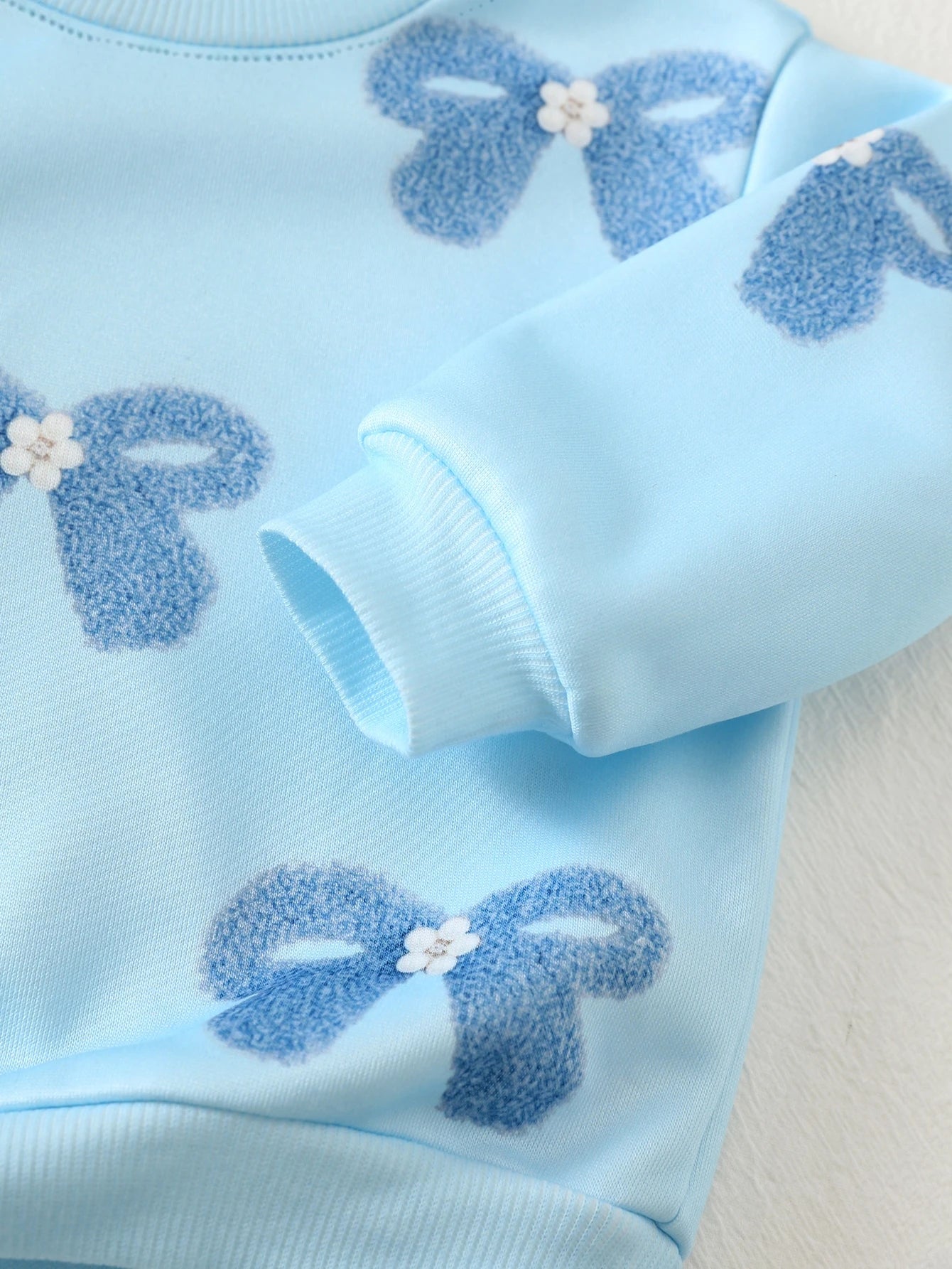 Conjunto Bebê Menina Moletom Laço Azul e Legging Listrada