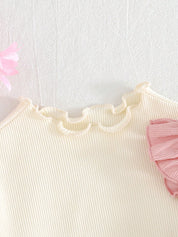 Conjunto Bebê Menina Top Canelado e Vestido Pinafore Coração