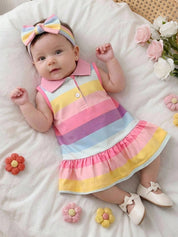 Vestido Bebê Menina Polo Listrado Arco-Íris